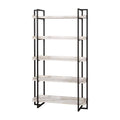 Contemporary Wood 5-Tier Bookcase in Antique White I53780