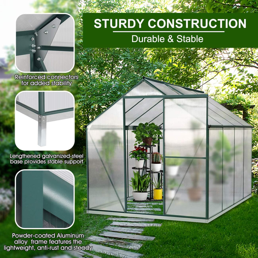 Polycarbonate Greenhouse with Sliding Door 8' x 6' P37954
