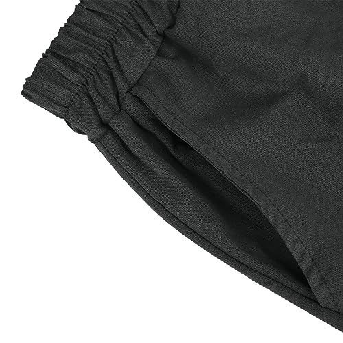 Women's Cotton Linen High Waisted Wide Leg Elastic Drawstring Shorts with Pockets T3249