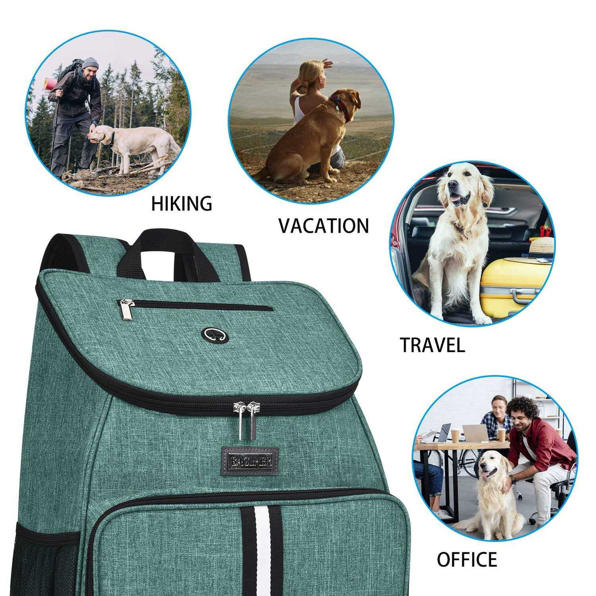 Airline Approved Dog Travel Backpack with 2 Collapsible Bowls and 2 Food Baskets V25520