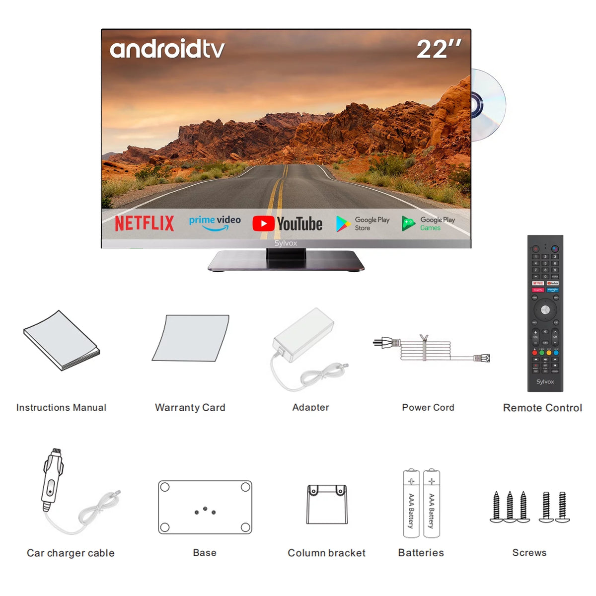 22 inch 12 Volt Smart TV with DVD Player D8970