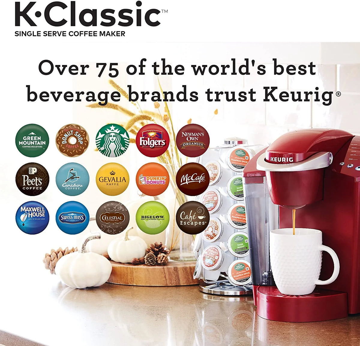 Single Serve Coffee Maker, 6 to 10 oz. Brew Sizes D81324