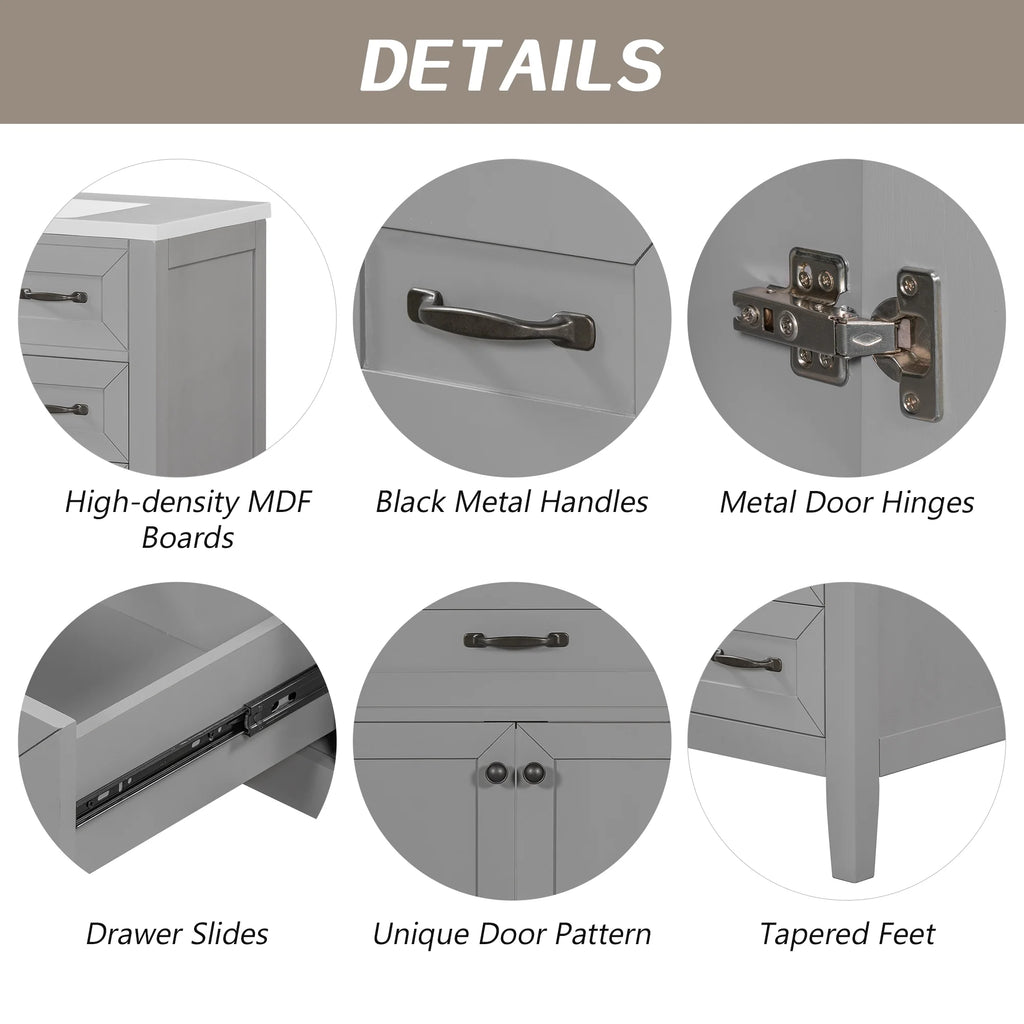 36" Grey Bathroom Vanity with Sink Combo V975
