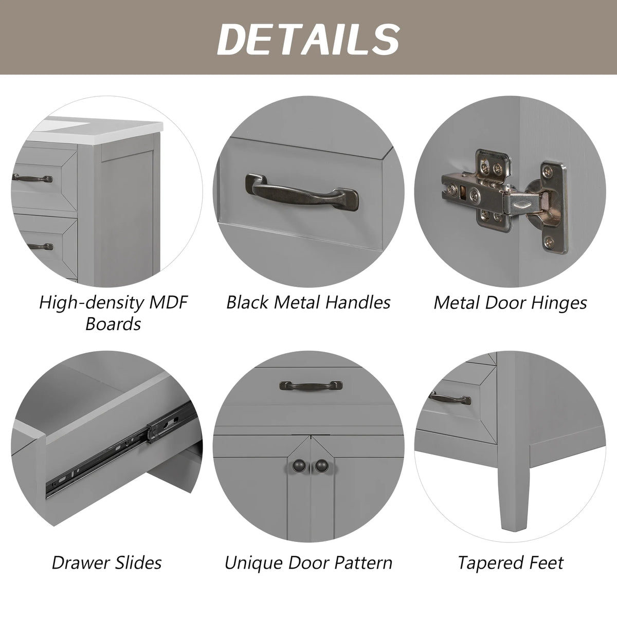 36" Grey Bathroom Vanity with Sink Combo V975