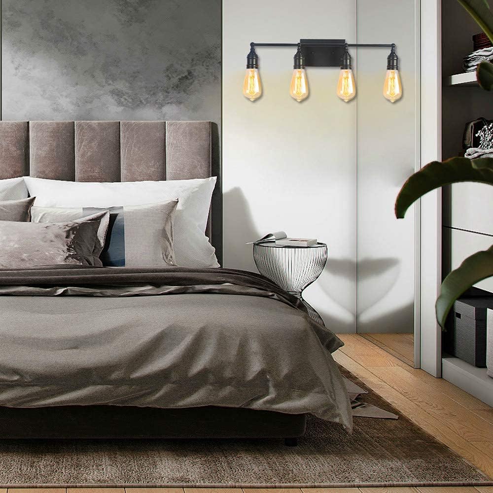 Matte Black 4-Light Industrial Vanity Light Fixture S5424