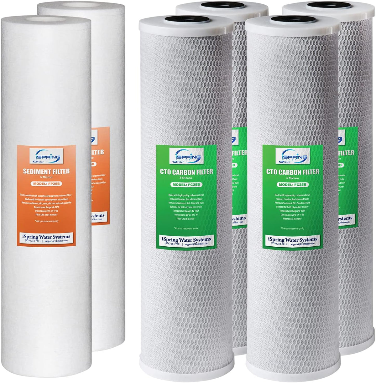 3-Stage Whole House Water Filter Set Replacement Pack with Sediment, CTO Carbon Block, and Iron & Manganese Reducing Cartridges S99698