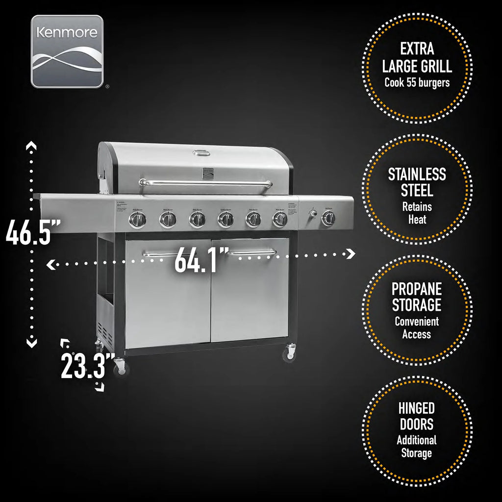 6-Burner Propane Gas Grill with Side Burner F30110