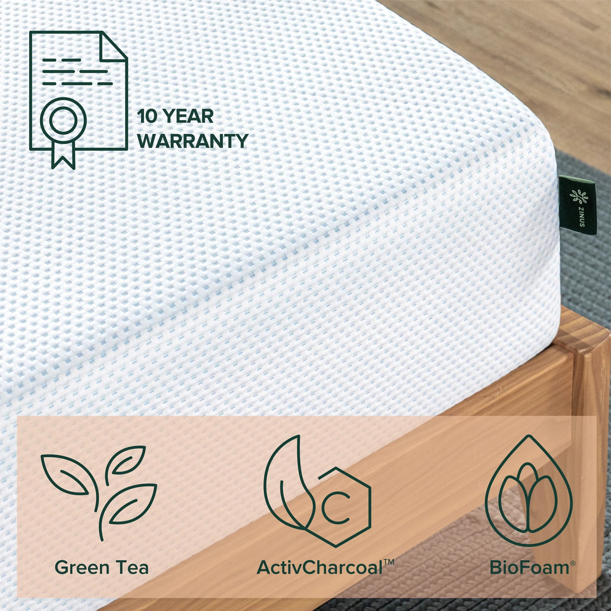 12 Green Tea Cooling Gel Memory Foam Mattress O936