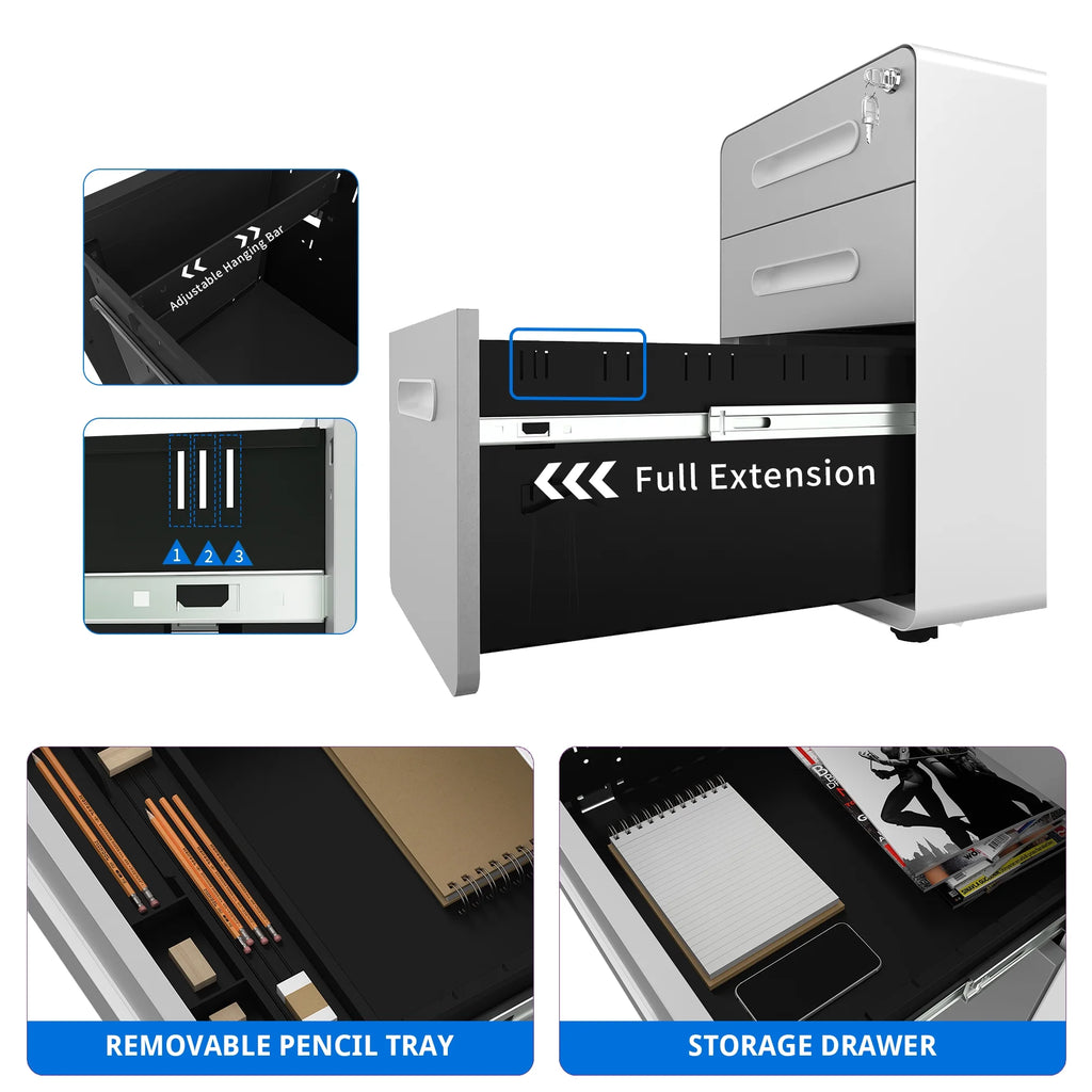 3 Drawer Lockable Metal File Cabinet V673