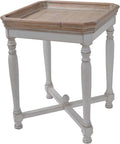 Distressed White and Natural Square Tray End Table 20x20x25 Inch I3864