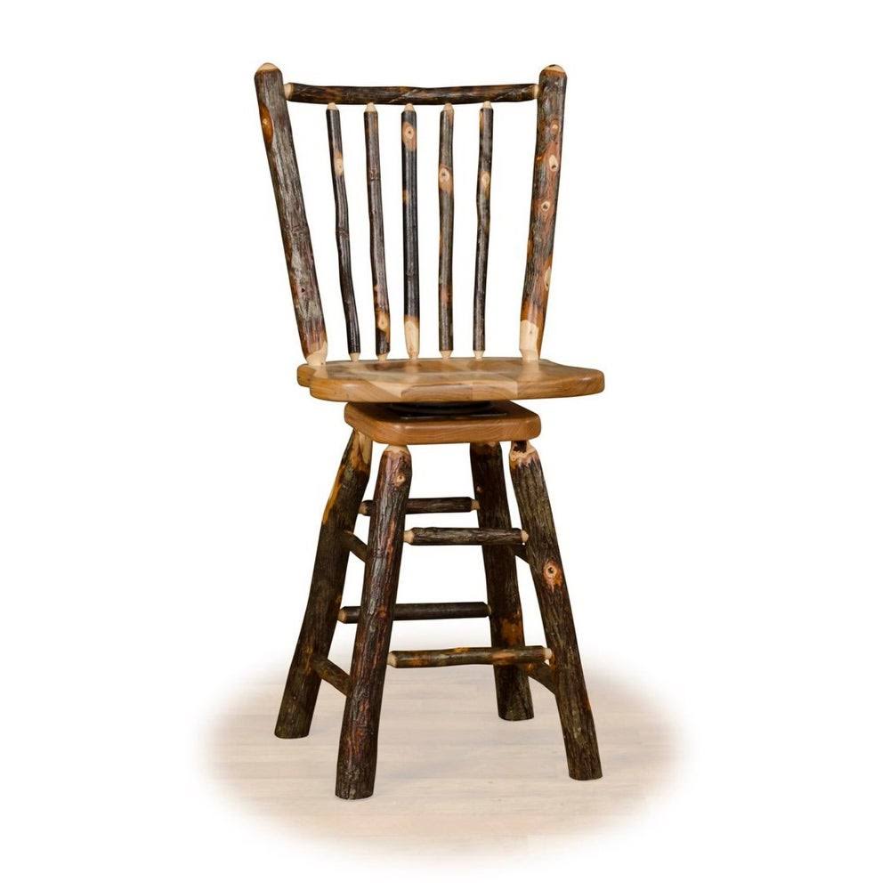 Hickory Log Stick Back Barstool V3666