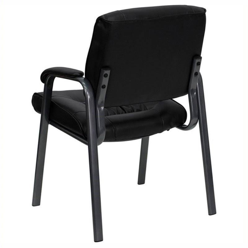 Black Leather Guest Chair with Titanium Frame W500321
