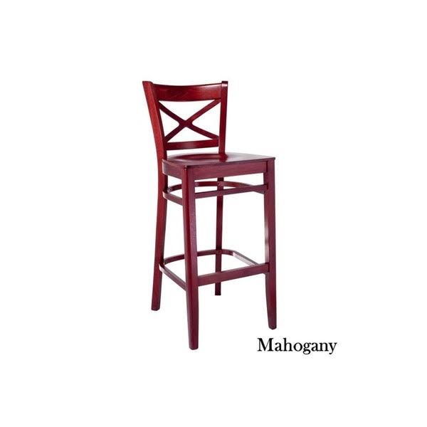 Walnut Cross Back Bar Stool with Wood Seat Q474
