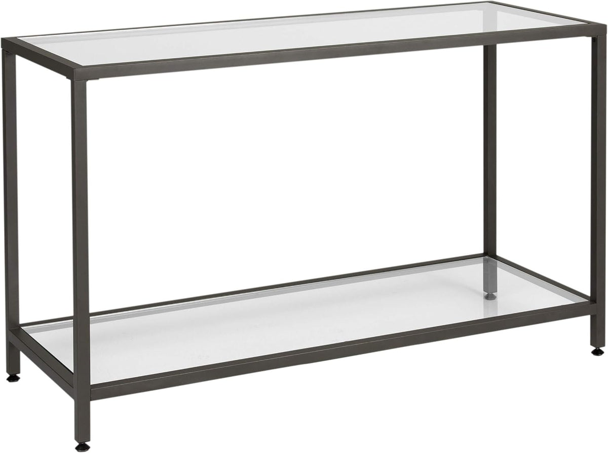 Pewter End Table with Clear Glass U774555