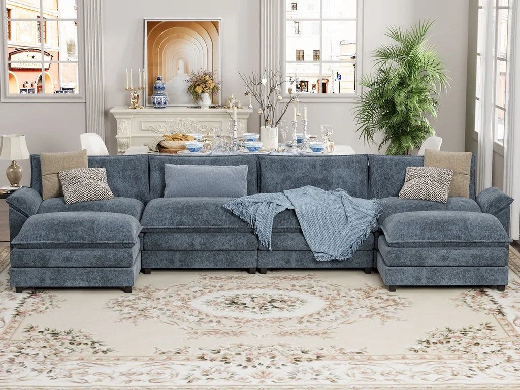 3 Seats L-Shaped Sectional Sofa with Movable Ottoman Z26519