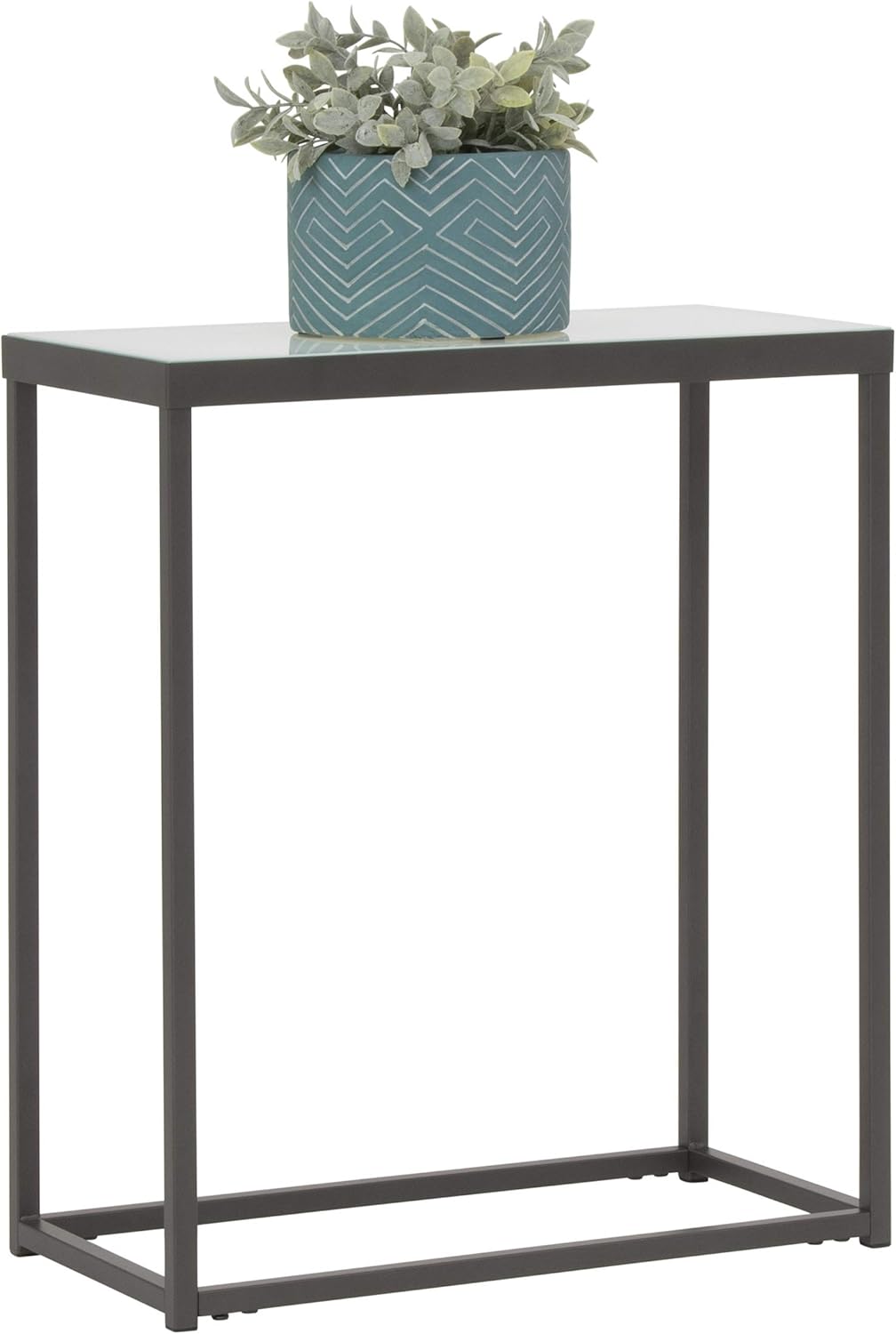 Pewter End Table with Clear Glass U774555