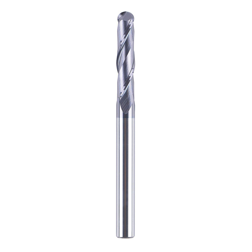 Ball Nose Carbide End Mill CNC Cutter Router Bits Double Flutes Spiral Milling Tool 1/4 inch Shank 3 inch Over Length Pack of 2 D939045