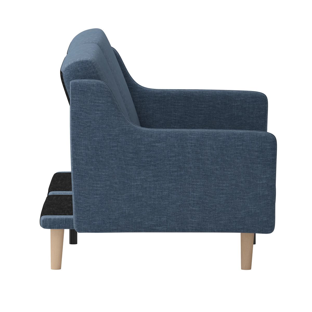 Navy Faux Linen Upholstered Split Back Sofa Futon F715