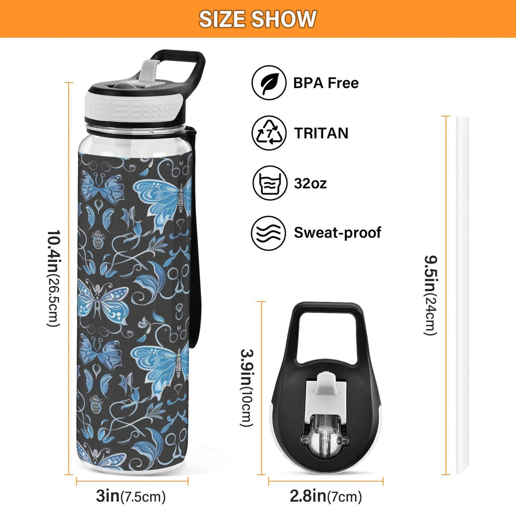 Blue 32oz Triton Sports Water Bottle with Straw L4199