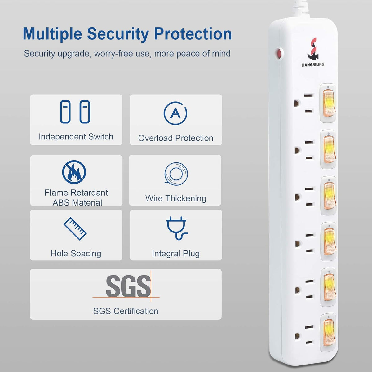 4 Outlets Surge Protector Power Strip 6 ft Cord T28794