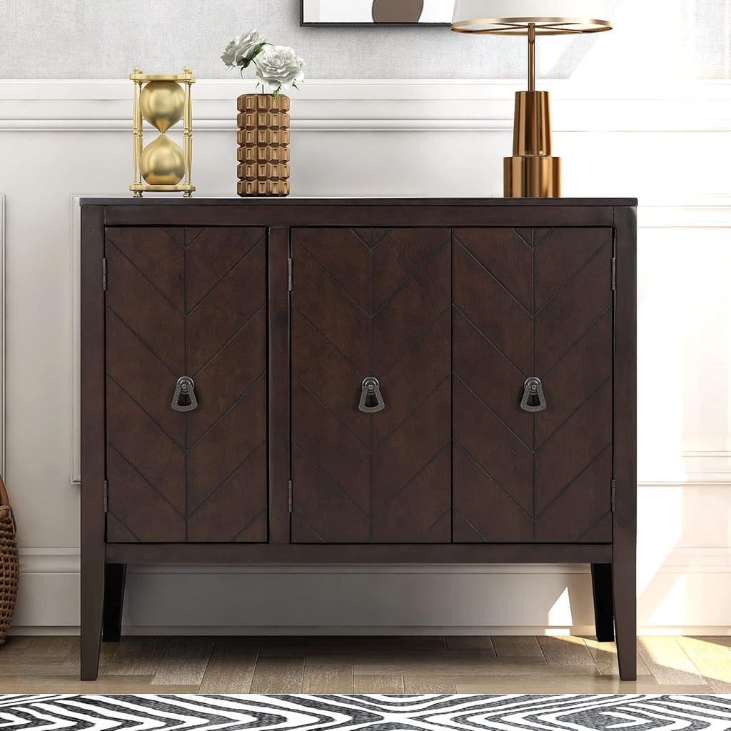 Antique Brown Wooden Accent Storage Cabinet with Adjustable Shelf R404