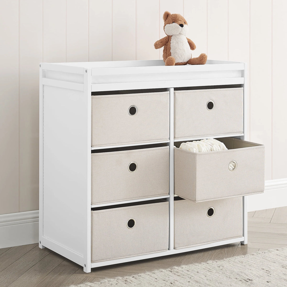 Changing Table with Fabric Bins K84148