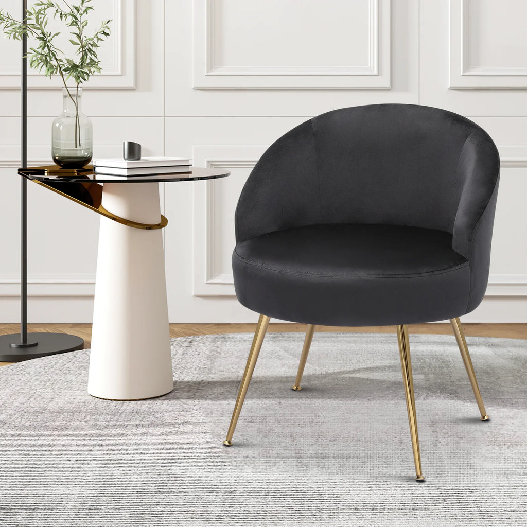 Black Velvet Accent Chair with Golden Metal Legs H9572