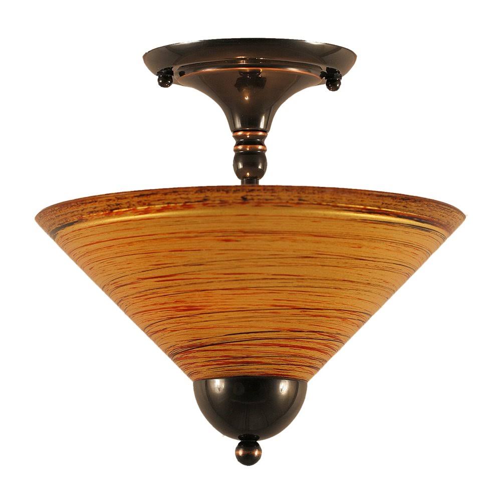 Two Light Semi-Flush Mount Black Copper Finish D49750