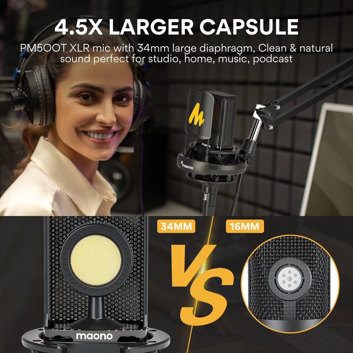 Pack of 2 XLR Condenser Microphone with 34mm Large Diaphragm Cardioid Studio Mic D317857