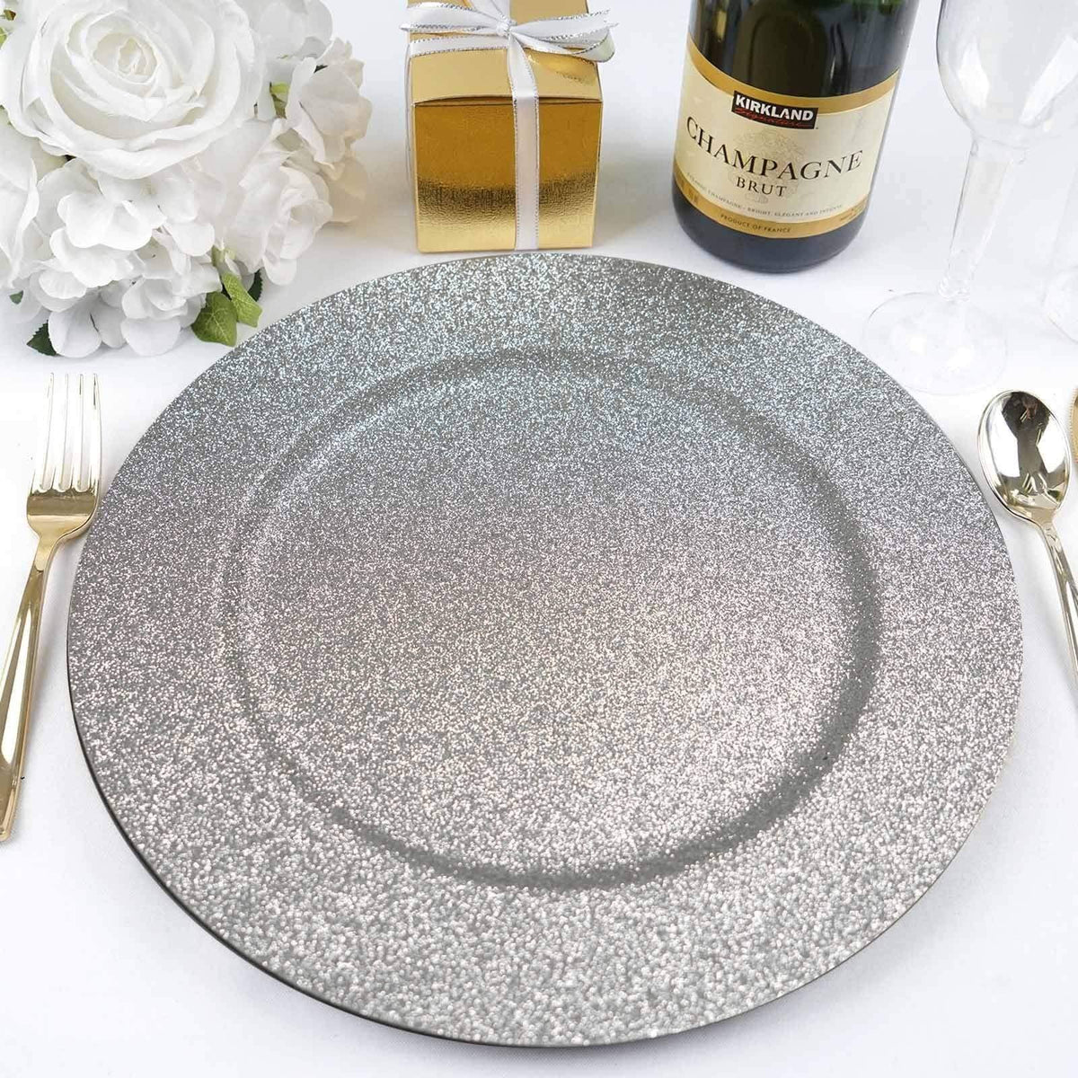 24 Pcs Silver Round Charger Plates X837