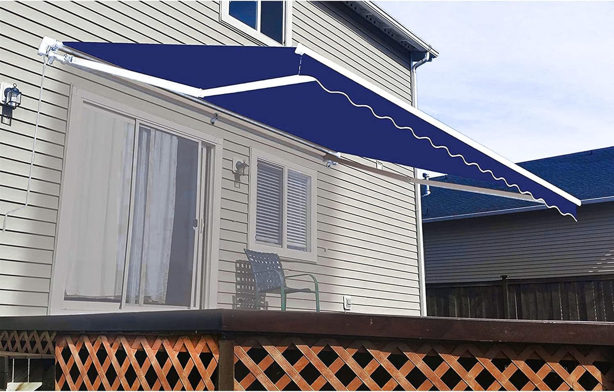 12 x 10 Feet Blue Retractable Patio Awning S6103