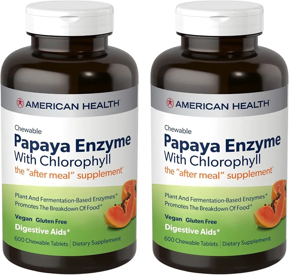 Papaya Enzyme with Chlorophyll Chewable Tablets, 2 Pack O416