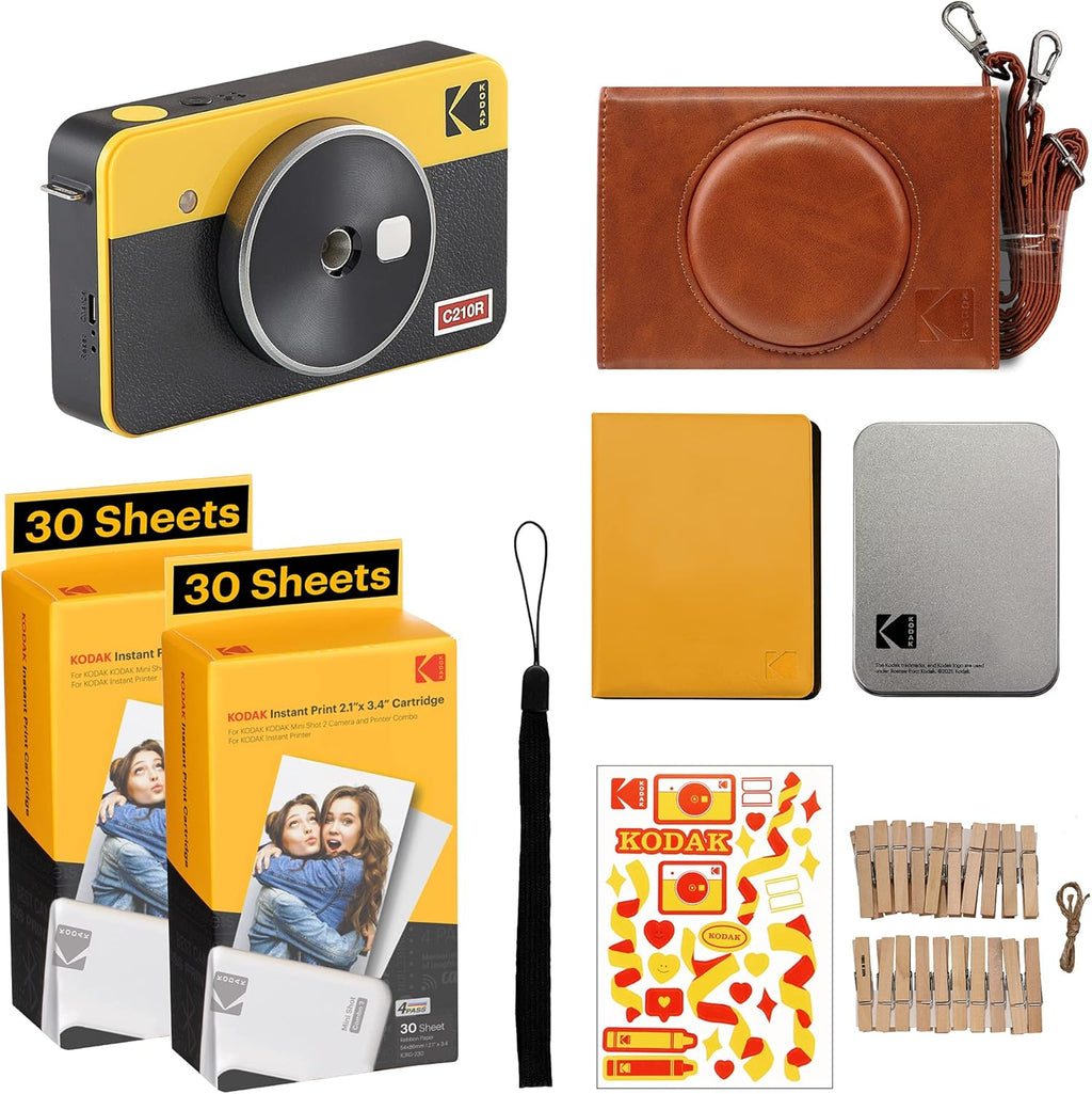 Portable Wireless Instant Camera & Photo Printer, 68-Sheet Bundle, Yellow Y5837