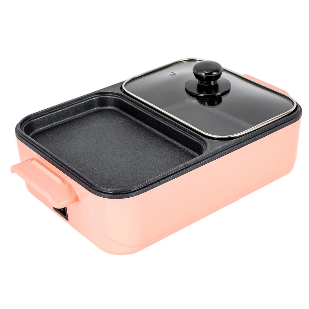 2 in 1 Portable Electric Hot Pot Barbecue Grill Non-Stick Pan H95445