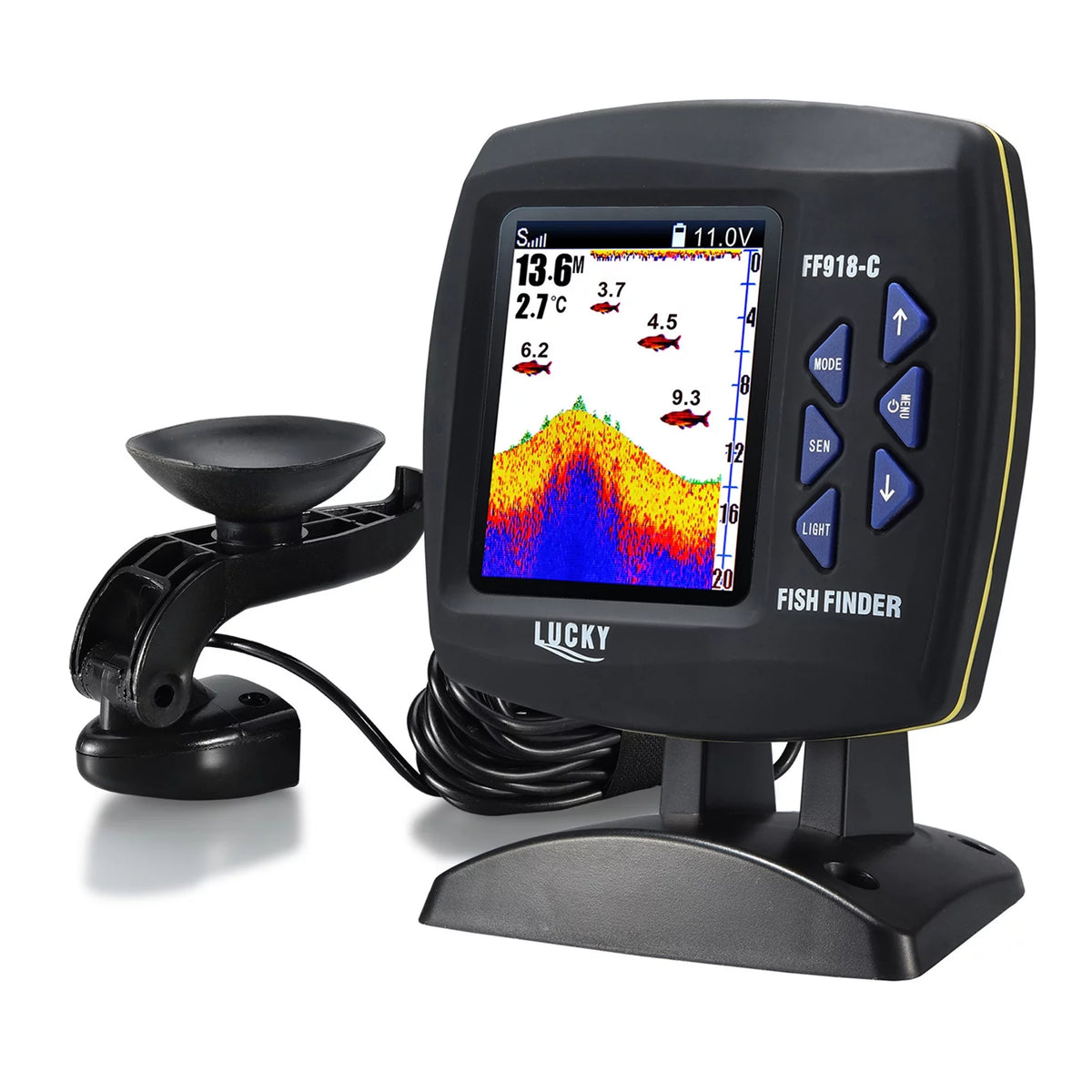 Wired Transducer Fish Finder 45 Degrees Underwater LCD N714392