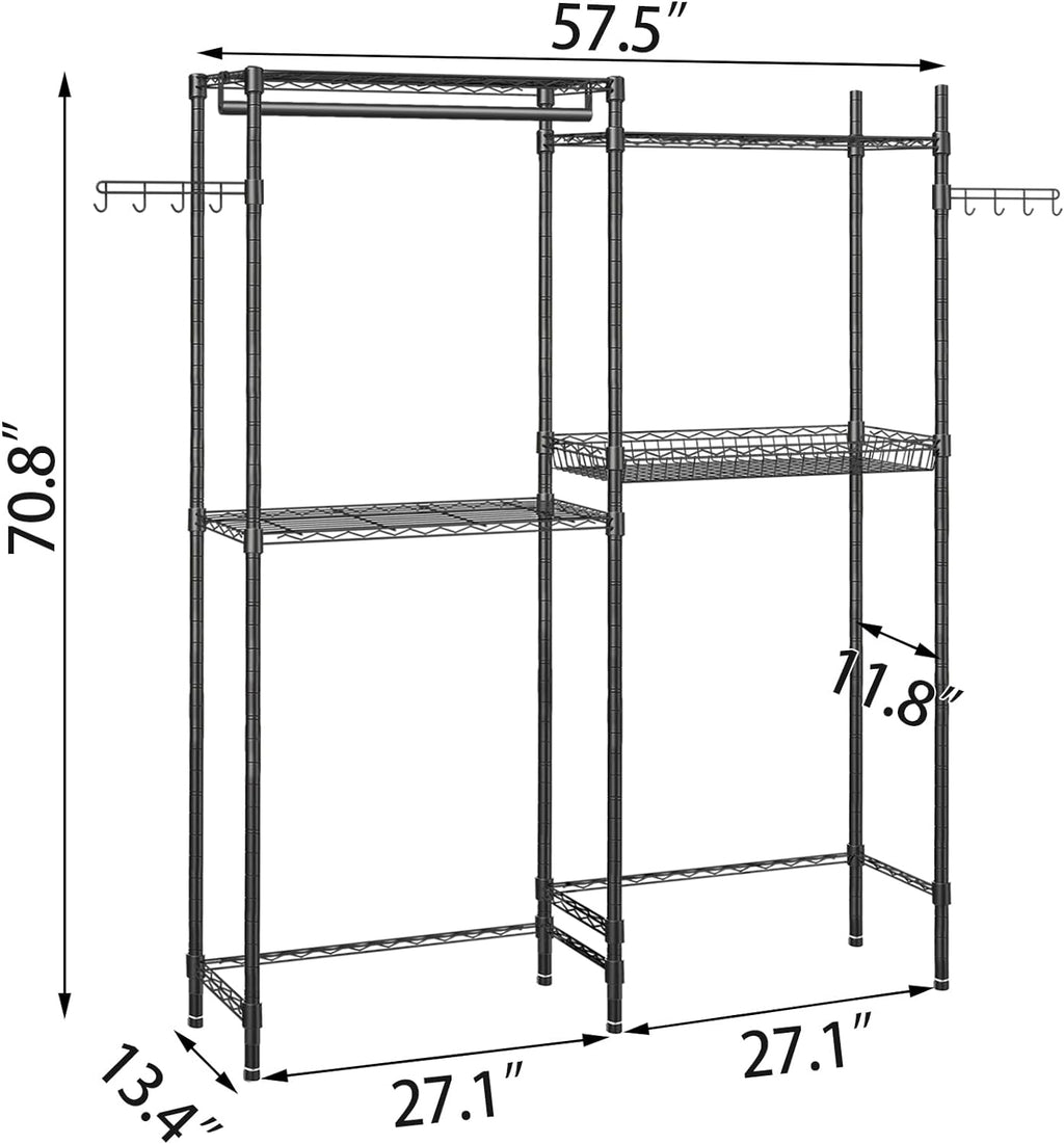 Black 4 Tier Clothes Drying Rack with Adjustable Shelves E32447