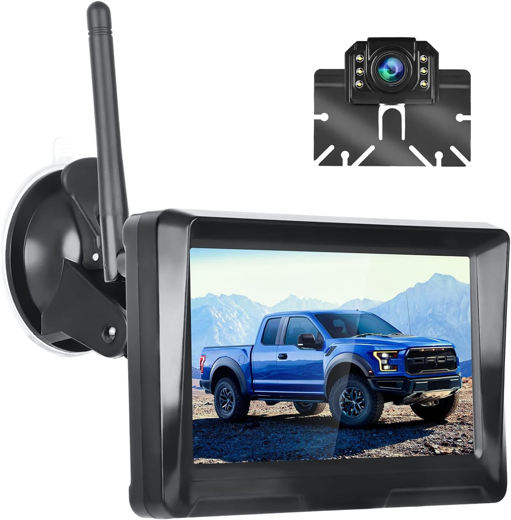 5 Inch Wireless Backup Camera Monitor Kit 1080P HD Waterproof Night Vision Wide Viewing Angle Rear View Camera X4526