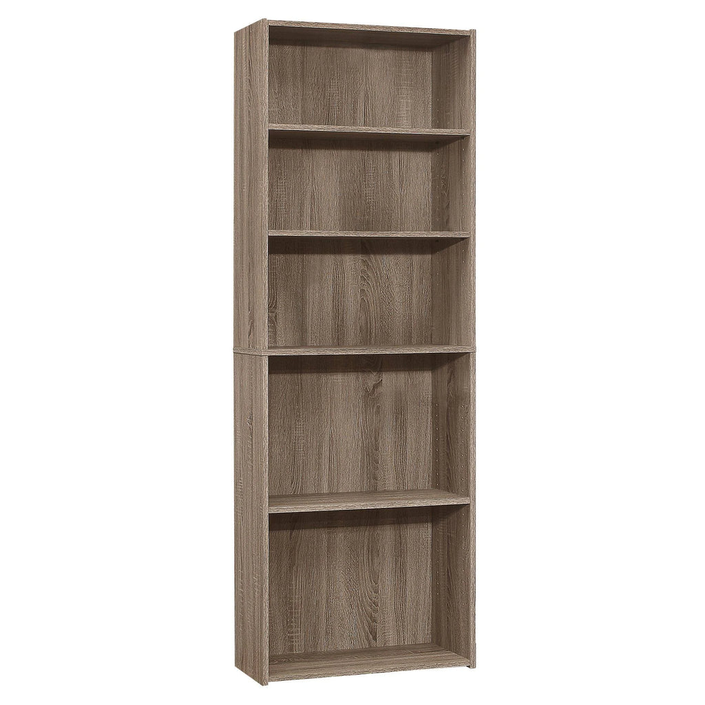 Taupe Brown 5 Shelves Rectangular Bookcase H94502