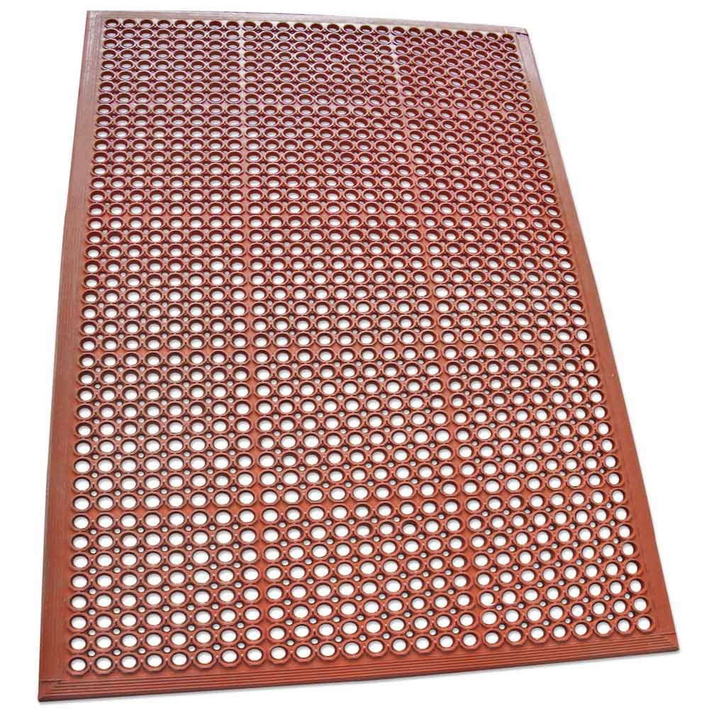 Red Non-Slip Rubber Kitchen Floor Mat, 1/2 x 36 x 60, Pack of 2 N76944