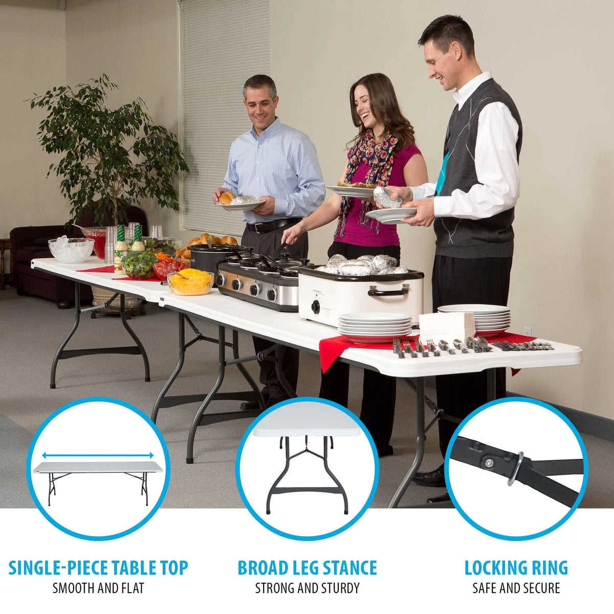 White Granite 8 Foot Rectangle Folding Table S259347