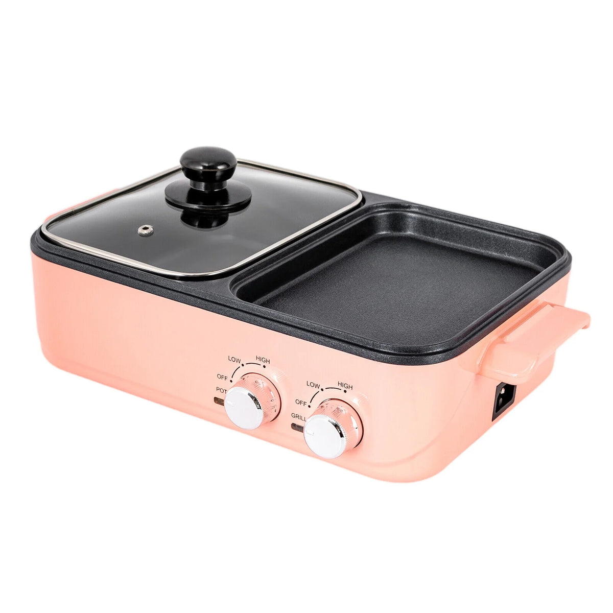 2 in 1 Portable Electric Hot Pot Barbecue Grill Non-Stick Pan H95445