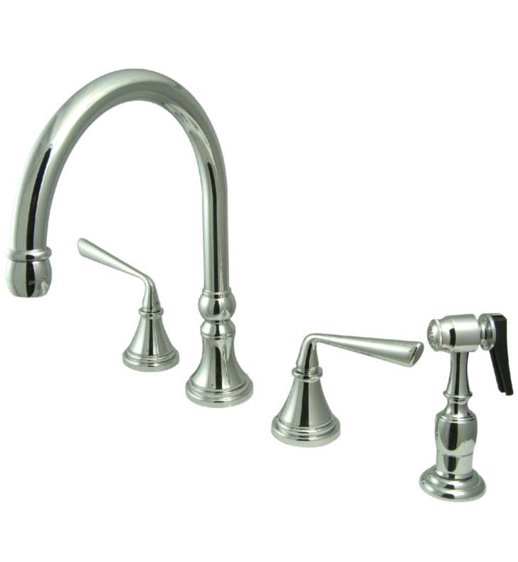 Polished Brass Widespread Kitchen Faucet with Sprayer F905338