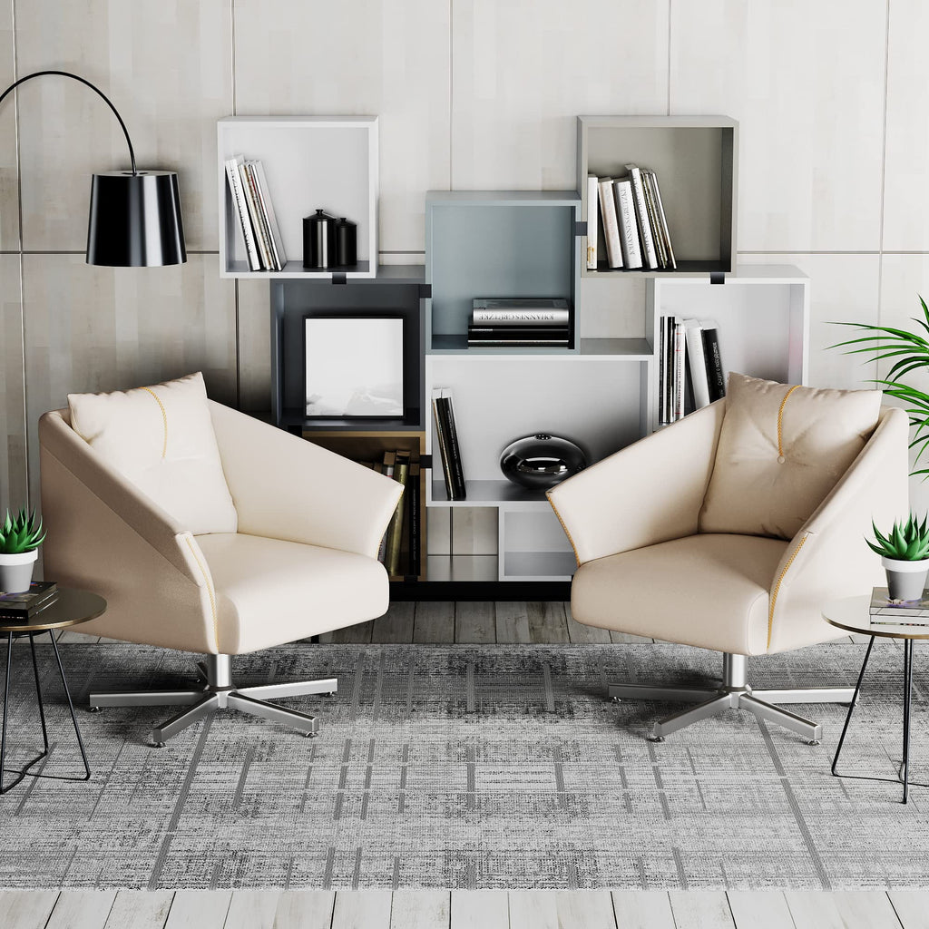 Modern Upholstered Swivel Accent Chair with Metal Legs X5219