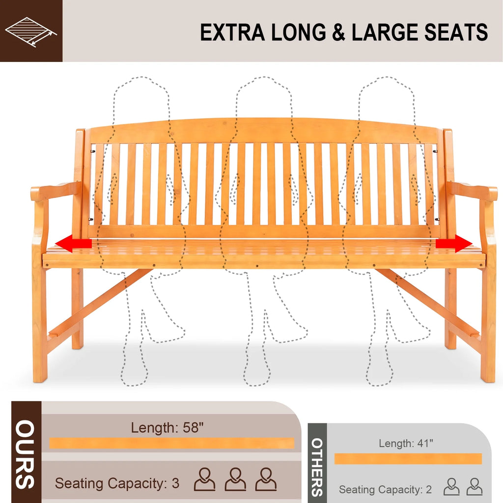3 Person Wood Outdoor Bench B6619