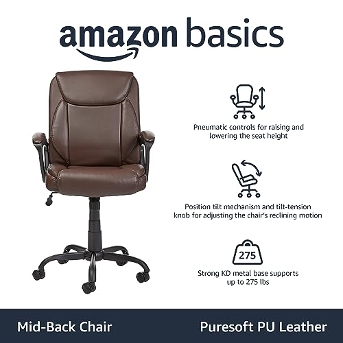 Black Padded Mid-Back Adjustable Office Chair with Armrest K142317