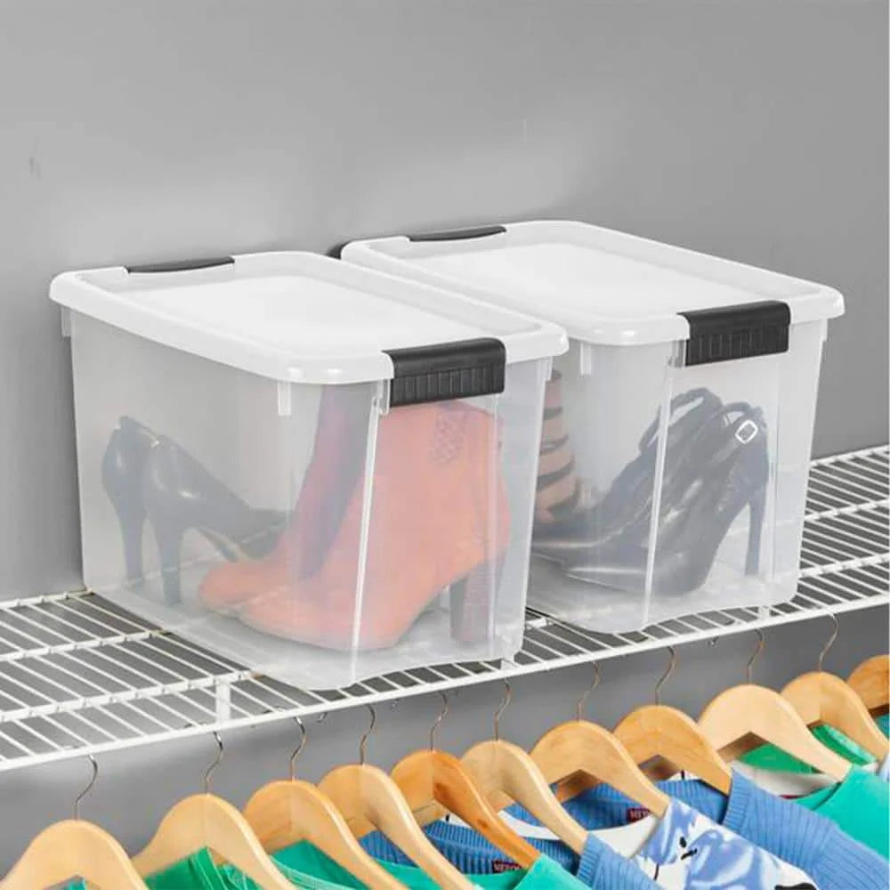 30 Qt. Storage Box with White Lid and Clear Base 12-Pack N4882