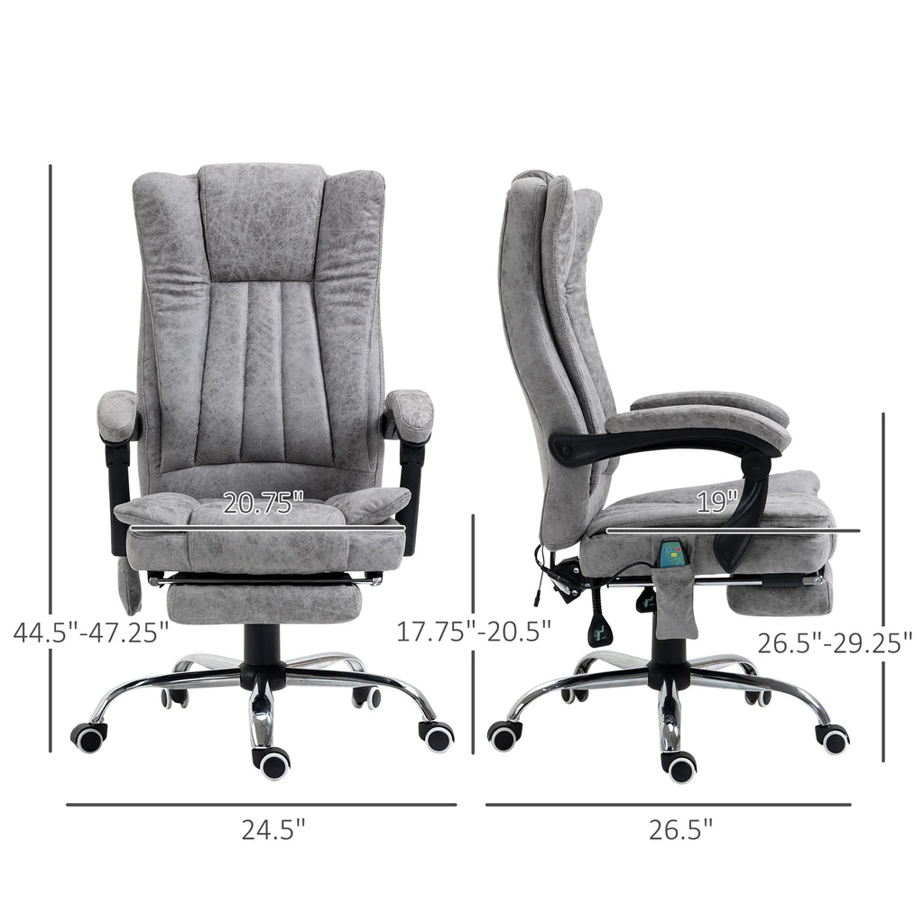 Gray Microfiber High Back Office Chair with Massage and Footrest F575