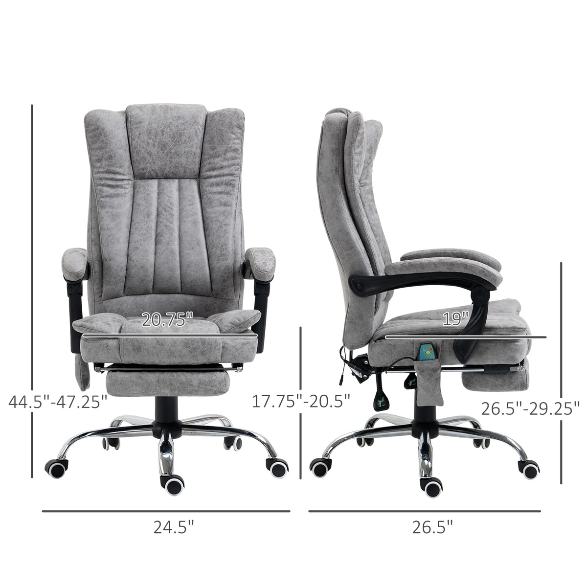 Gray Microfiber High Back Office Chair with Massage and Footrest F575