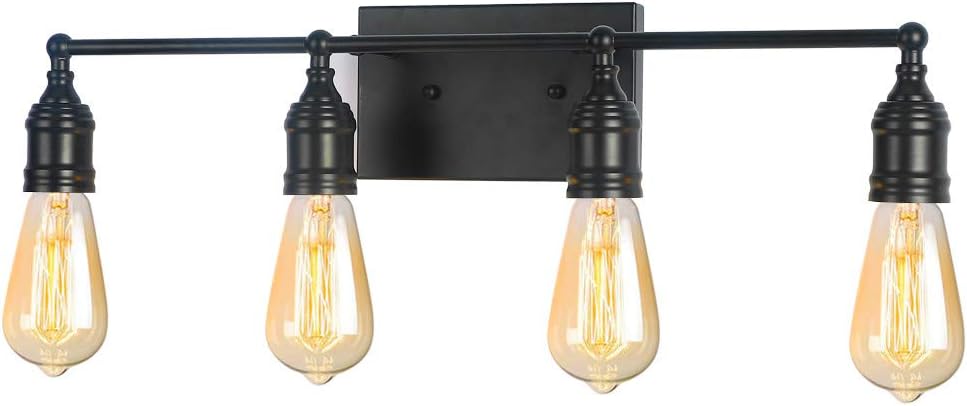 Matte Black 4-Light Industrial Vanity Light Fixture S5424