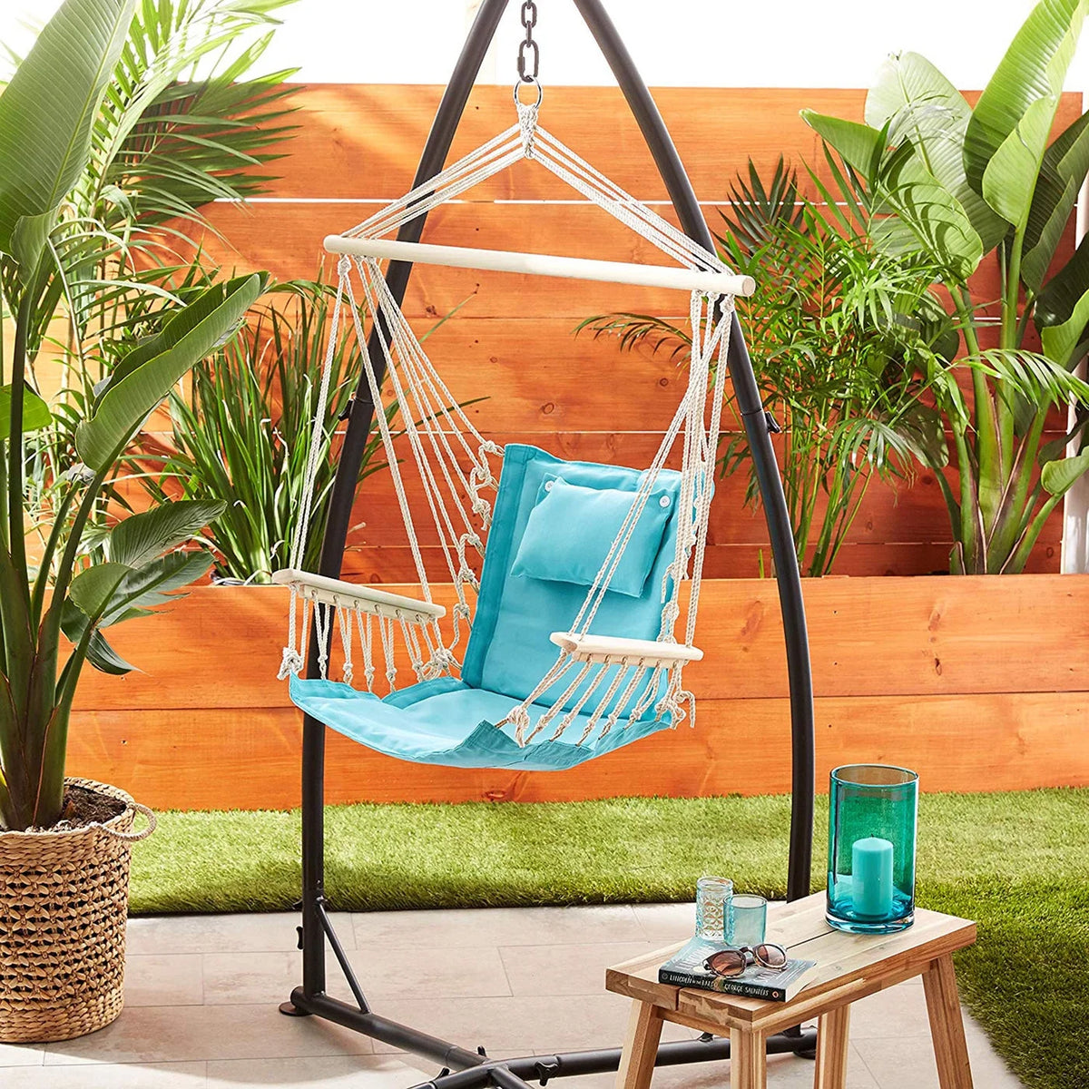 Aqua Blue Hanging Hammock Chair Y7584